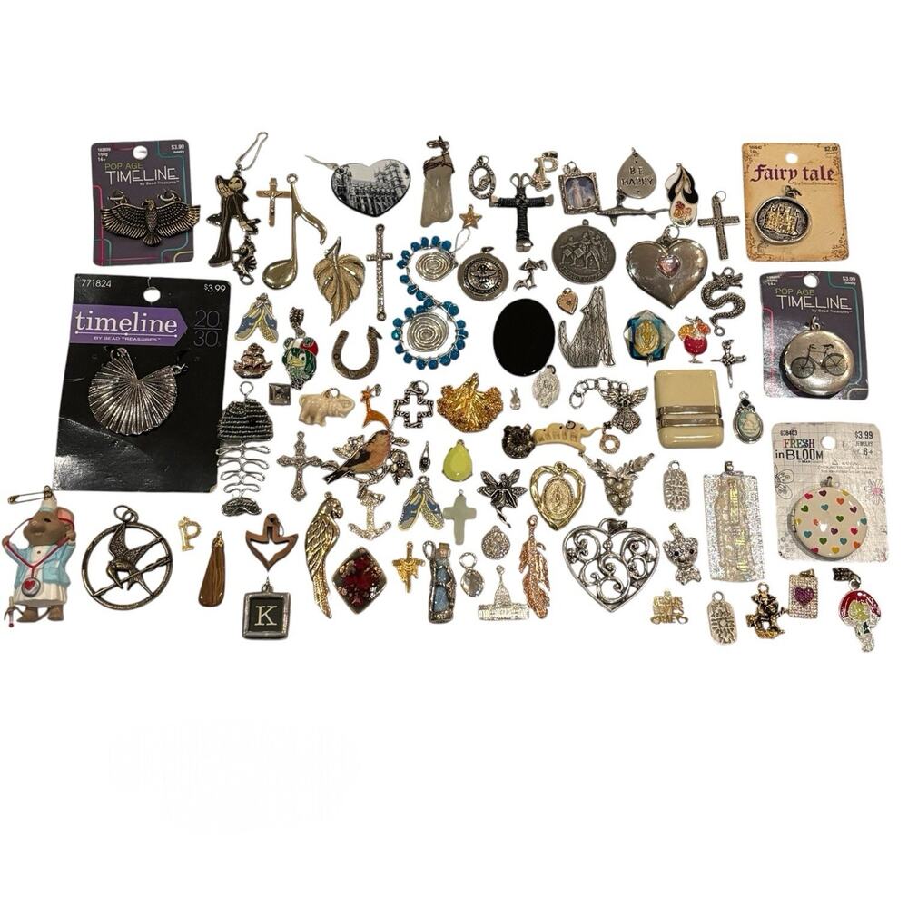 84 Pieces Mixed Vintage Modern Pendant Charm Lot Jewelry Making Craft Repurpose